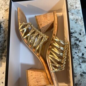 Marc Fisher Gold Wedge Sandals